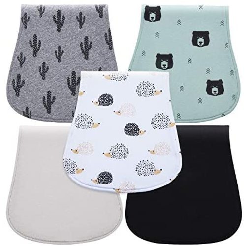 5-Pack Baby Burp Cloths for Boys, Triple Layer, Organic Cotton, Soft and Absorbent Towel, Burping Rags for Newborns Set by MiiYoung