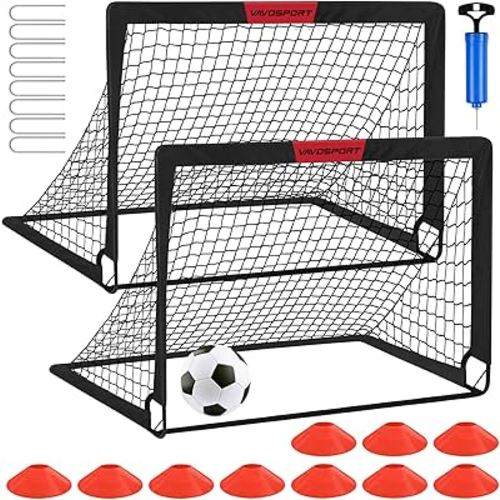 Kids Soccer Goals for Backyard Set - 2 of 4' x 3' Portable Soccer Goal Training Equipment, Pop Up Toddler Soccer Net with Soccer Ball, Soccer Set for Kids and Youth Games, Sports