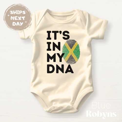 Jamaica Flag Shirt It’s In My DNA Jamaican Baby Bodysuit Cute Jamaican Tshirt Cute Baby Shower Gift for Jamaican Family Matching Tshirt