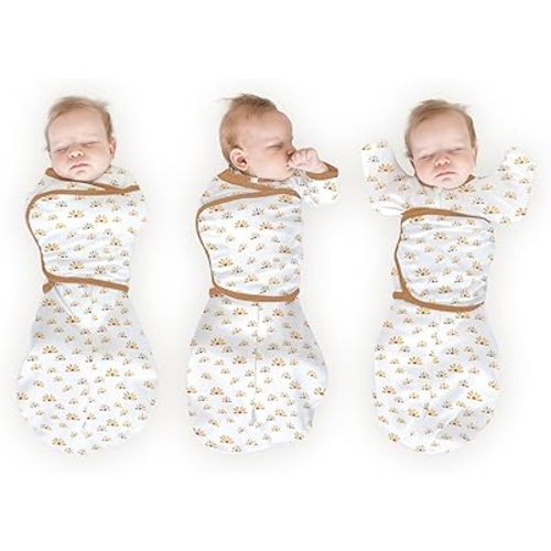 SwaddleDesigns Omni Swaddle Sack Arms Up Half-Length Sleeves & Mitten Cuffs, Easy Swaddle Transition, Watercolor Sunny Days