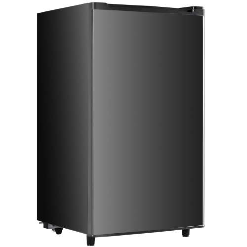 Mini Refrigerators 3.2 Cu. ft Single Door, 5 Star Energy Efficient, Low Noise, 5 Adjustable Thermostat & Removable Glass Shelves, Black