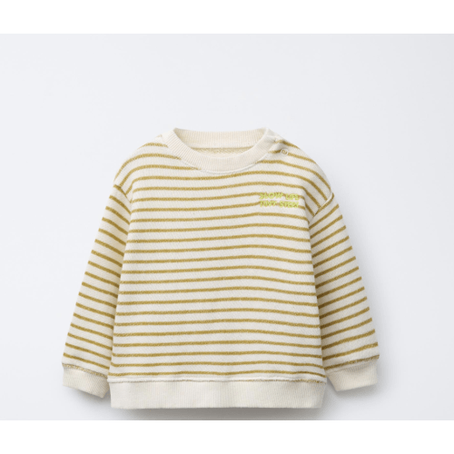 KNIT STRIPE EMBROIDERED TEXT SWEATSHIRT - Ecru | ZARA United States