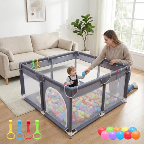 Orian Baby Playpen 50x50 Large Play Yard for Babies and Toddlers, Indoor Outdoor Playpen, Sturdy Baby Play Pen with Mesh Sides, Safe Baby Fence Play Area, Assembly Required/Not Portable, w Storage Bag