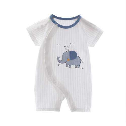 Summer Savings Clearance 2025! THDHVS Newborn Boy Clothes,Newborn Onesies,Kid Summer Thin Newborn Button Round Neck Short Sleeve Short Rompers Blue 3-6 Months