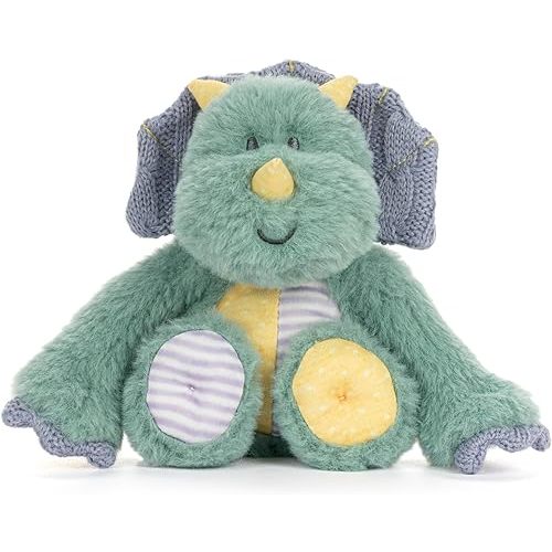 DEMDACO Oddball 8 x 6.5 Inch Polyester Soft Cuddly, Huggable, Toy, Plush Stuffed Animal, Green and Blue, Dinosaur