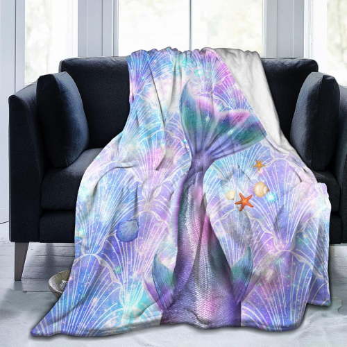 Mermaid Blanket Soft Fleece Flannel Lightweight Birthday Gifts Blankets Cozy Warm Cute Throw Blanket Living Rooms Sofa Decor Blanket All Seasons 60x50 Inches