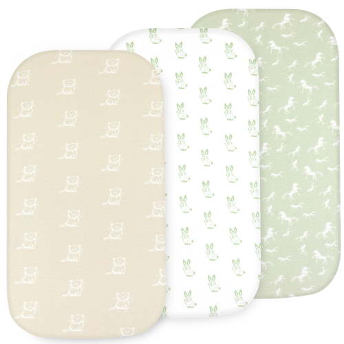 Bublo Baby 3-Pack Organic Cotton Bassinet Fitted Sheets, 32x16x4 – Fits Halo, Snoo, Graco, Dream On Me, Delta – Soft, Breathable Sheets for Oval, Hourglass & Rectangular Bassinet Pads