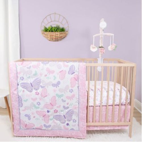 The Peanutshell Butterfly Song Crib Bedding Set and Mobile - 4 Piece Set