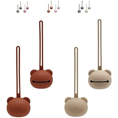 Little Thriver Pacifier Holder Premium Pacifier Case Set for boys and girls, Silicone Pacifier Holder for Diaper Bag, Cute Silicone Case for Baby Pacifiers - 2pcs Set (Saddle+Soft Oak)