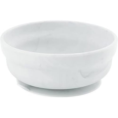 Bumkins Baby Bowl, Silicone Suction, for Babies, Toddlers and Kids, Baby Led Weaning, Feeding Essentials, Platinum Silicone, Non Skid Sticky Bottom, Supplies for Children Ages 6 Months Up, Marble