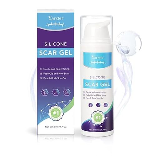 Silicone Scar Gel Scar Cream, Treats Old and New Scars, Stretch Marks Removal Formula Helps from Surgical, Burns, Acne Scar Treatment with Advanced Scar Gel, 1.7 oz (50ml)