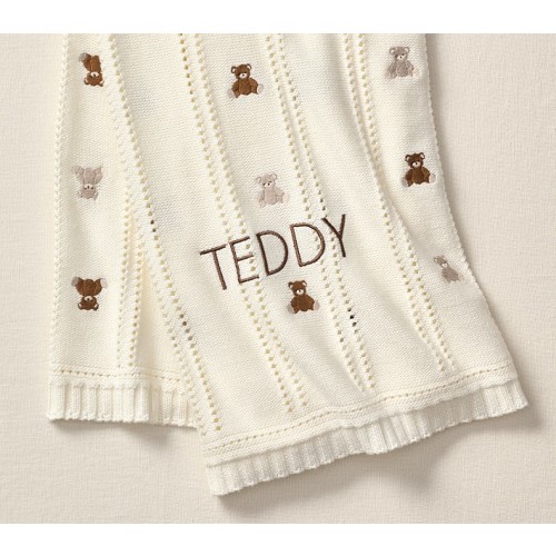 Teddy Bear Pointelle Baby Blanket