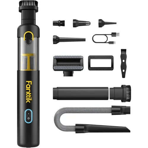 Fanttik V8 Apex Car Vacuum, 4-in-1 Portable Mini Cordless Vacuum with 19000pa Suction Power, Type-C Charge, 2 Suction Modes, Handheld Vacuum for Car, Office Desk, Keyboards (Black)