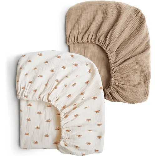 Konssy 2 PCS Muslin Fitted Crib Sheets 100% Cotton Baby Crib Sheets for Standard Crib Mattress (28 X 52 Inches), Soft and Breathable for Boys, Girls
