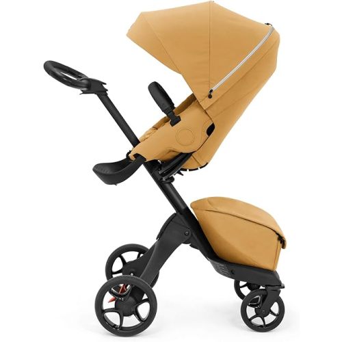 Stokke Xplory X, Golden Yellow - Luxury Stroller - Adjustable for Both Baby & Parents' Comfort - Padding, Harness & Reflective Zipper for Added Safety - Folds in One Step