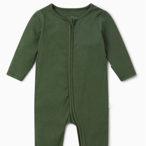Ribbed Clever Zip Footed Baby Pajamas Ribbed Blue / 3-6 months