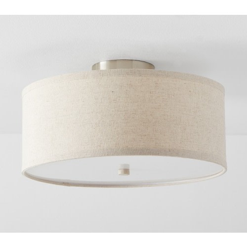 Linen Drum Flush Mount (16")