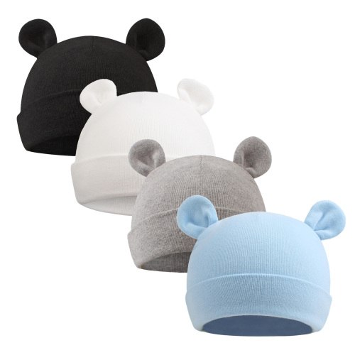 Newborn Baby Beanie Preemie Boys Hats Autumn Winter Newborn infant Hospital Hats for Girls 0-6 Months(White+Black+Gray+Sky Blue,0-6 Months)