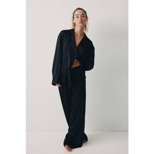 EMBELLISHED SATIN PAJAMA PANTS