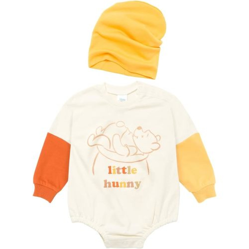 Disney Minnie Mouse Mickey Mouse Winnie the Pooh Baby French Terry Oversized Long Sleeve Bodysuit and Hat Newborn to Infant