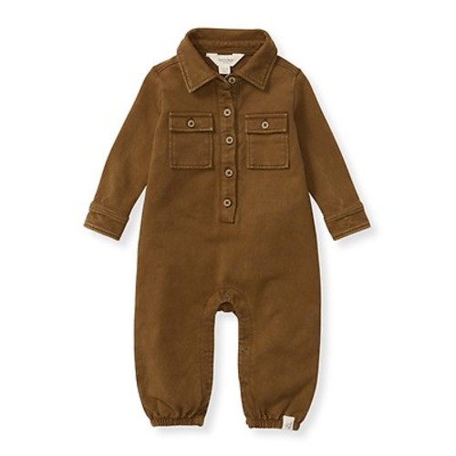 Button Down Organic Cotton Jumpsuit - Shadow