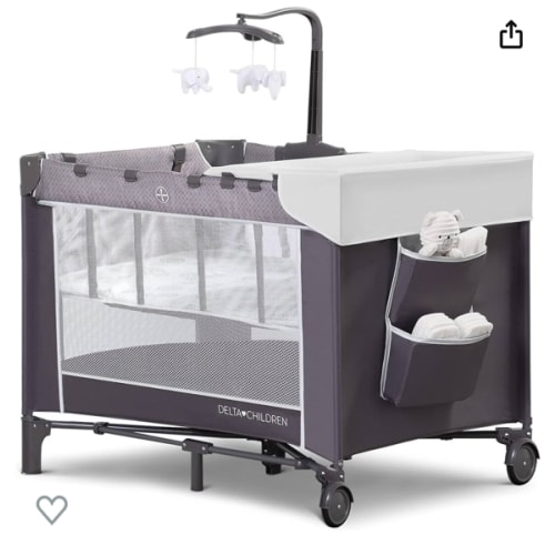 Delta Children LX Deluxe Portable Baby Play Yard With Removable Bassinet and Changing Table - Color “Eclipse”