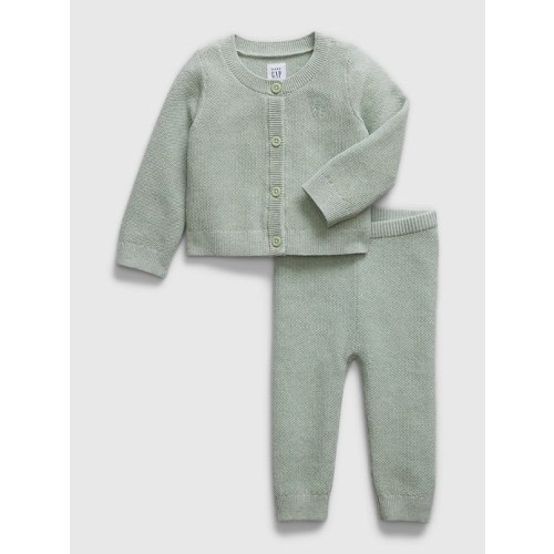 Baby Two-Piece Sweater Outfit Set in frothy aqua blue, size: 3-6 M