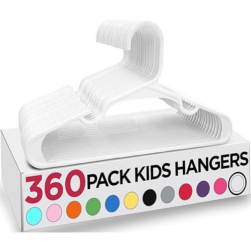 Utopia Home 360 Pack Kids Hangers - 11.5 Inch Plastic Baby Hangers for Closet - Childrens Hanger for Clothes & Infant Hanger for Closet - Ideal for Everyday Standard Use (White)