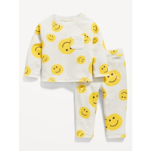 Unisex Crew-Neck Pocket Sweatshirt and Sweatpants Set for Baby