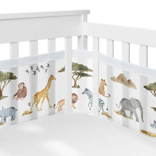 Sweet Jojo Designs + BreathableBaby Jungle Green Yellow White Breathable Mesh Crib Liner Pad