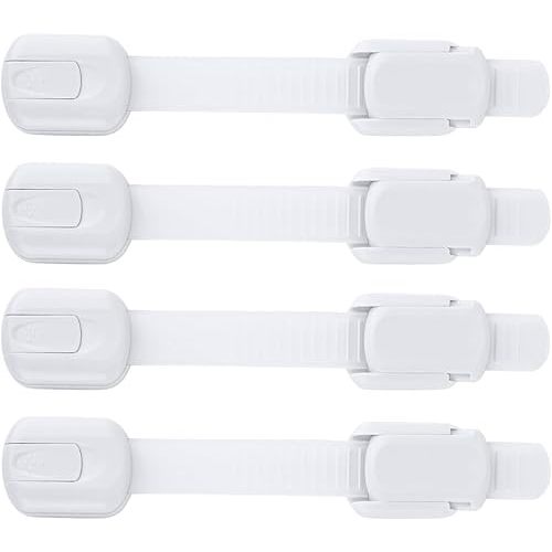 Child Safety Strap Locks (4 Pack) Baby Proof Cabinets, Drawers, Fridge, Toilet & Trash Cans – 3M Adhesive Childproof Locks – Jool Baby