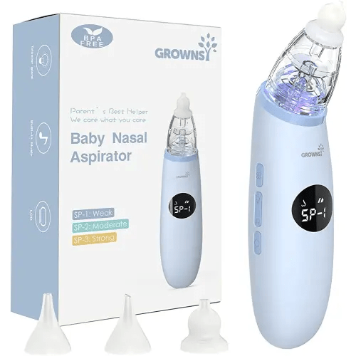 Grownsy Baby Nasal Aspirator | Baby Nose Sucker | Baby Nose Cleaner, Automatic Booger Sucker for Baby, Rechargeable, with Pause & Music