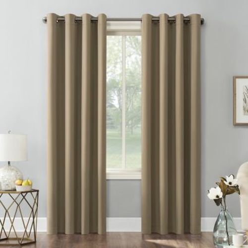 54"x84" Sun Zero Blackout Kenneth Energy Saving Grommet Curtain Panel Barley: Modern Thermal Insulated, Noise Reduction