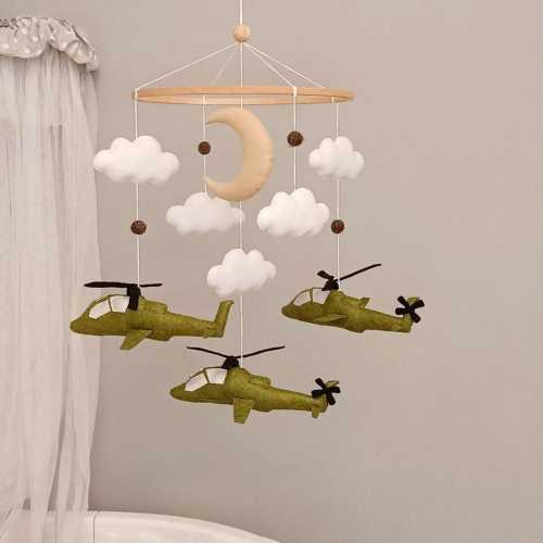Apache Helicopter Baby Mobile, Military Nursery Decor, Baby Shower Gift
