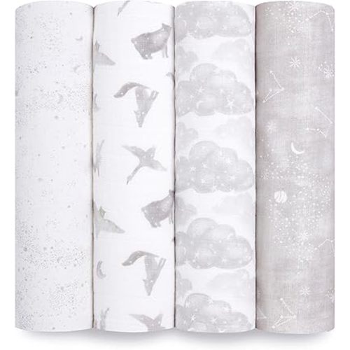 aden + anais Boutique Organic Swaddle Blanket 4-Pack, Map The Stars
