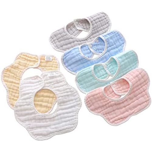 Muslin Baby Drooling Bibs Unisex Soft & Absorbent Multi-Layer Baby Bibs for Drooling and Teething Boys Girls