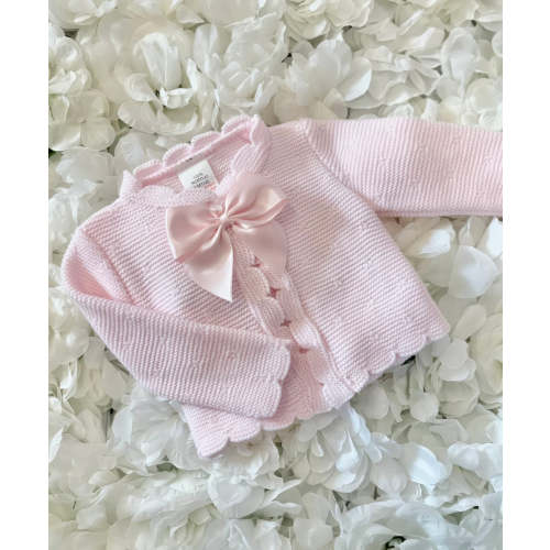 Pink Knit Bow Cardigan