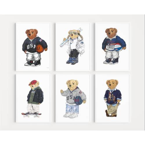 Polo Bears Poster, 6-Pack Ralph Lauren, Polo, Fashion magazine, dorm room poster, old money poster, vintage magazine poster, vintage art
