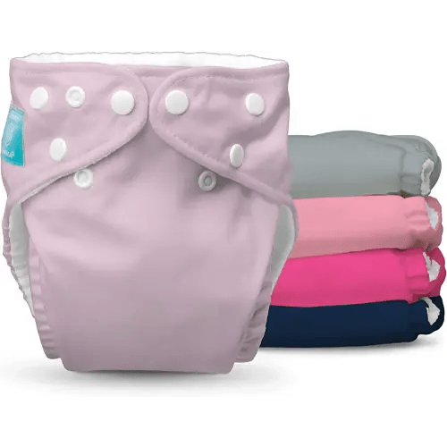 Charlie Banana Baby Washable and Reusable Cloth Diapers, 5 Soft Pocket Diapers and 5 Absorbent Inserts, One-Size, My First Diaper Pastel Pink