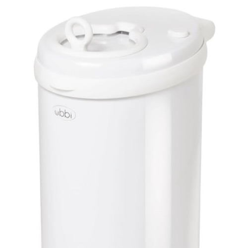 Ubbi Steel Diaper Pail, Odor Locking, No Special Bag Required, Award-Winning, Registry Must-Have, White