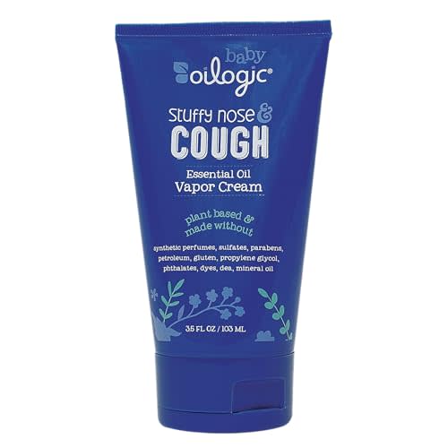 Oilogic Stuffy Nose & Cough Vapor Cream Essential Oil for Babies & Toddlers - Gentle Baby Essentials Soothe Cough and Stuffy Noses - Pediatrician-Tested & Safe for Babies, 3.5 Fl Oz