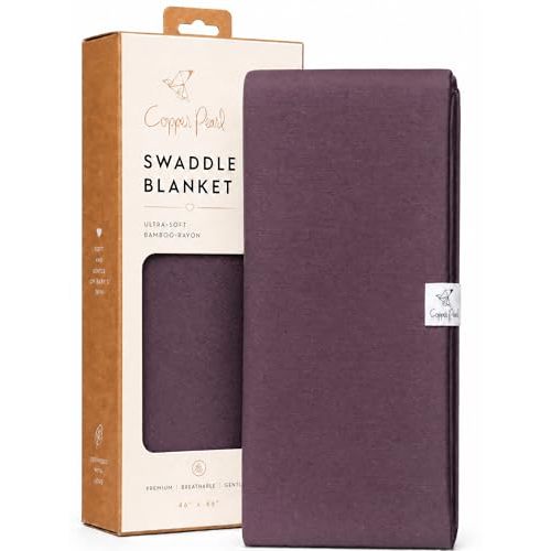 Copper Pearl Swaddle Blankets for Newborns | Soft Stretchy Receiving Blankets for Boys and Girls | Large 46 x 46 Inch Baby Blankets | Lightweight and Breathable Swaddles | Plum