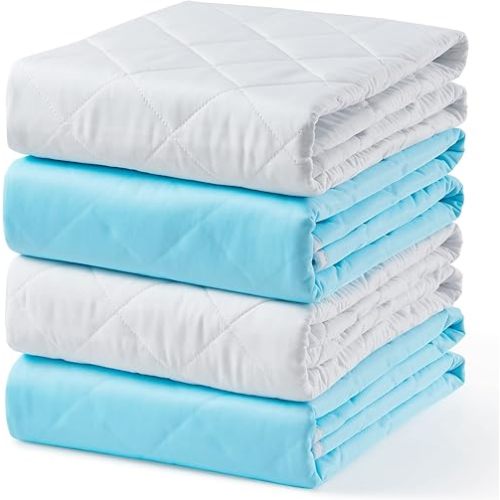 KANECH 34"x36"(4 Pack) Washable Incontinence Bed Pads for Kids, Adults, Elderly & Pets – Waterproof Mattress Protector for Bed, Couch, Sofa & Floor - Pee Pads for Incontinence, Training & Protection