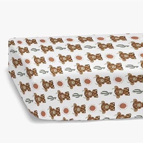 HawSkgFub Highland Cow Boho Cactus Sun Fitted Standard Crib Sheet for Baby Boy Girl, Western Hyland Cattle Toddler Mattress Cover, Soft Breathable Stretchy Nursery Bed Sheets Decor Kids Gift 52" x 28"