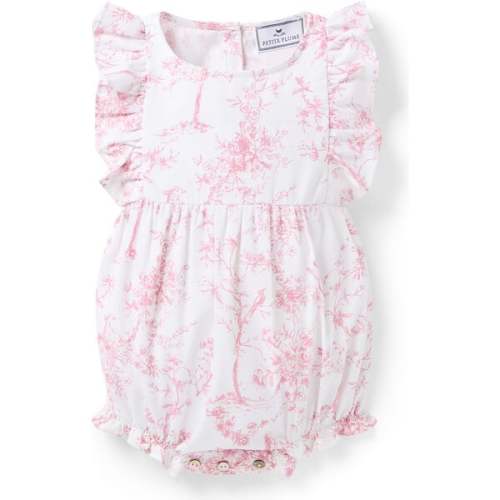 Baby's Twill Ruffled Romper, Pink Timeless Toile - Petite Plume | Maisonette