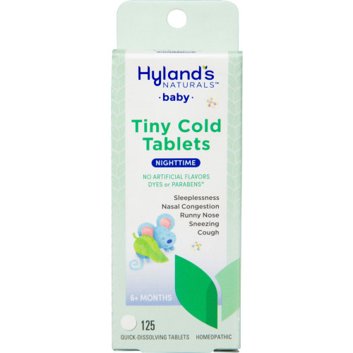 Hyland's Baby Tiny Cold Tablets, Ages 6+ Months, Nightime, 125 Quick-Dissolving Tablets