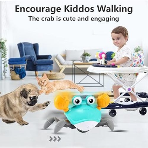 control future Crawling Crab Baby Toy - Infant Tummy Time Toys 3 4 5 6 7 8 9 10 11 12 Babies Boy 3-6 6-12 Learning Crawl 9-12 12-18 Walking Toddler 36 Months Old Music Development 1st Birthday Gifts - Green
