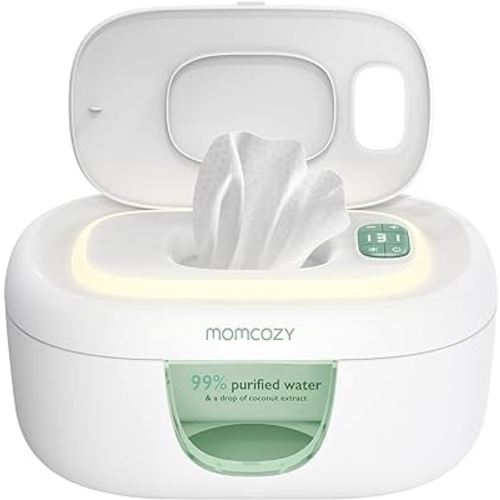 Momcozy Baby Wipe Warmer, Innovative Spring Design, Large Capacity Wipes Dispenser, Fast and Even Heating, 4 Modes of Temperature Heating Control, Diaper Wipe Warmer with Night Light