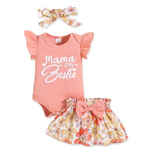 PaPaai Sara Newborn Infant Clothes Baby Girl Dress Summer Toddler Outfit Cute Girl Romper Skirt Set+Headband