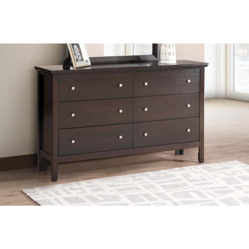 Glory Furniture Primo 6 Drawer Dresser in Espresso